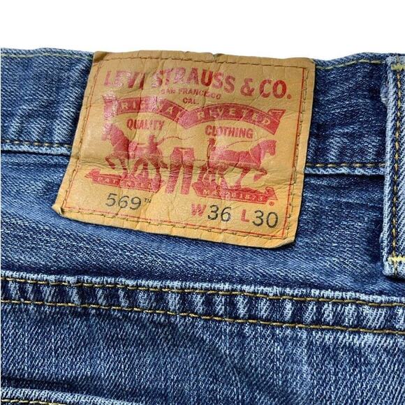 Levis 569 Jeans Men's Size 36X30 Relaxed Fit Bleu Denim - Picture 9 of 12